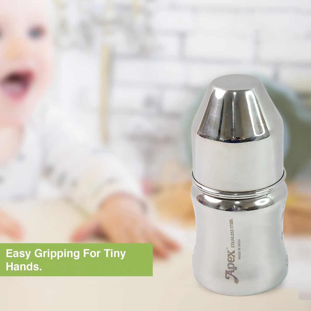 Apex Premium Stainless Steel Baby Feeding Bottle (125 Ml  1 Pc)