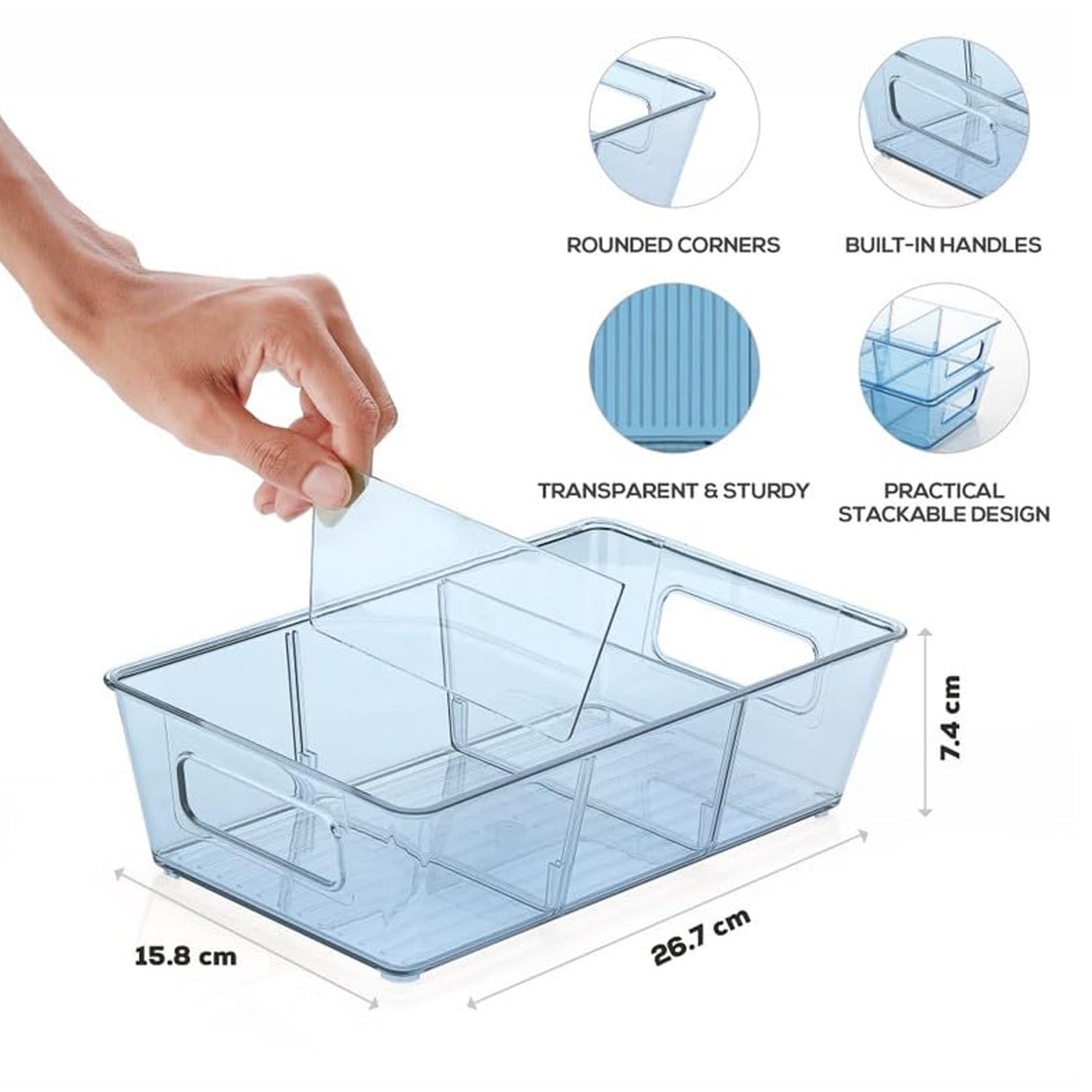5776 Plastic Refrigerator Organizer Bins Set Of 2 Stackable Fridge Organizers With Handle Clear Organizing Food Fruit Vegetables Pantry Storage Bins For Freezer Kitchen Cabinet Organization And Storage (2 Pcs Set Mix Color)