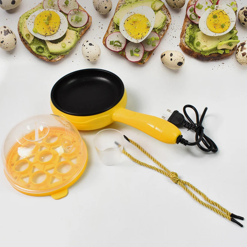 2150 Multi Functional Electric 2 In 1 Egg Frying Pan With Egg Boiler Machine Measuring Cup With Handle