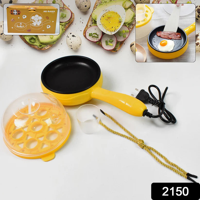 2150 Multi Functional Electric 2 In 1 Egg Frying Pan With Egg Boiler Machine Measuring Cup With Handle