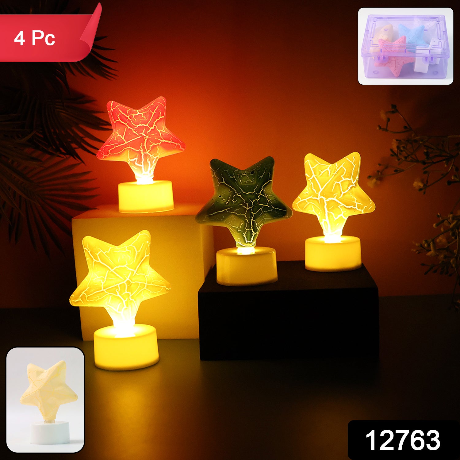 Star Shape Decorative Led Tealight Candles (4 Pc)