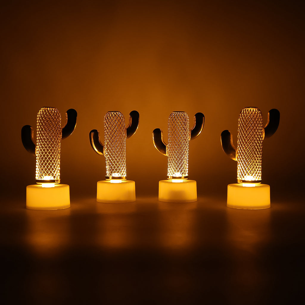 Decorative Cactus Shaped Flameless Led Candles (4 Pc)