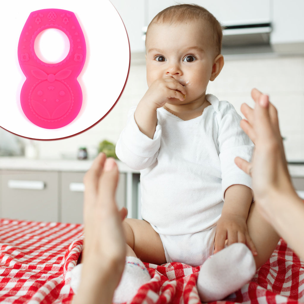 Silicone Baby Teether Pack Of 1 (Mix Design  Color)