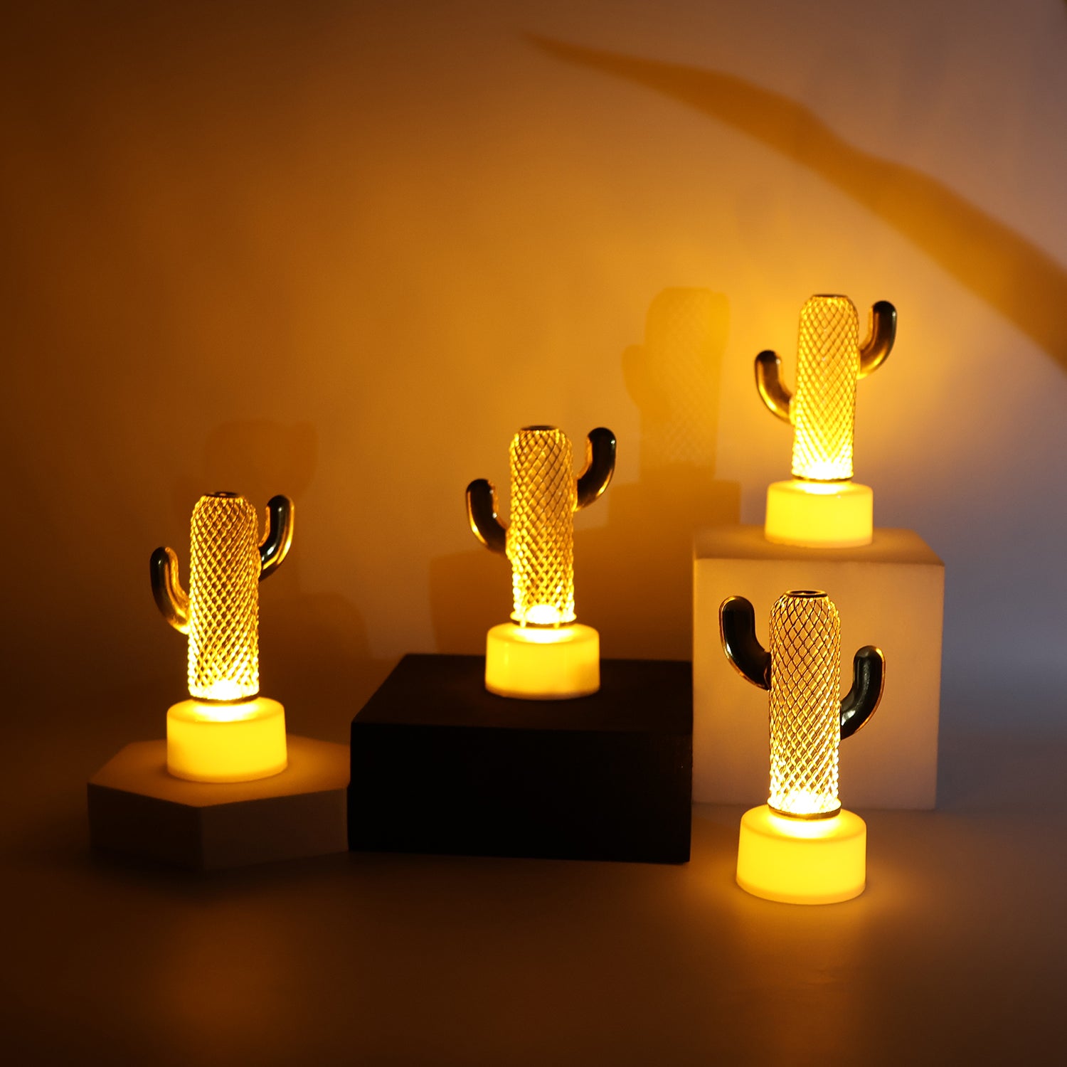Decorative Cactus Shaped Flameless Led Candles (4 Pc)